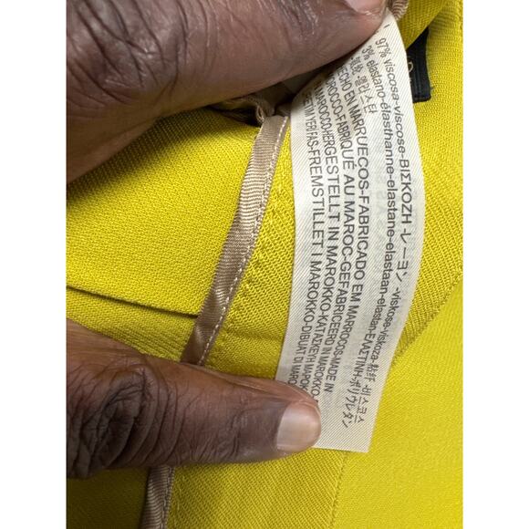 Massimo Dutti Chartreuse Green Crop Pants NWT Pleated High Rise Size 8 Preppy - Picture 7 of 8